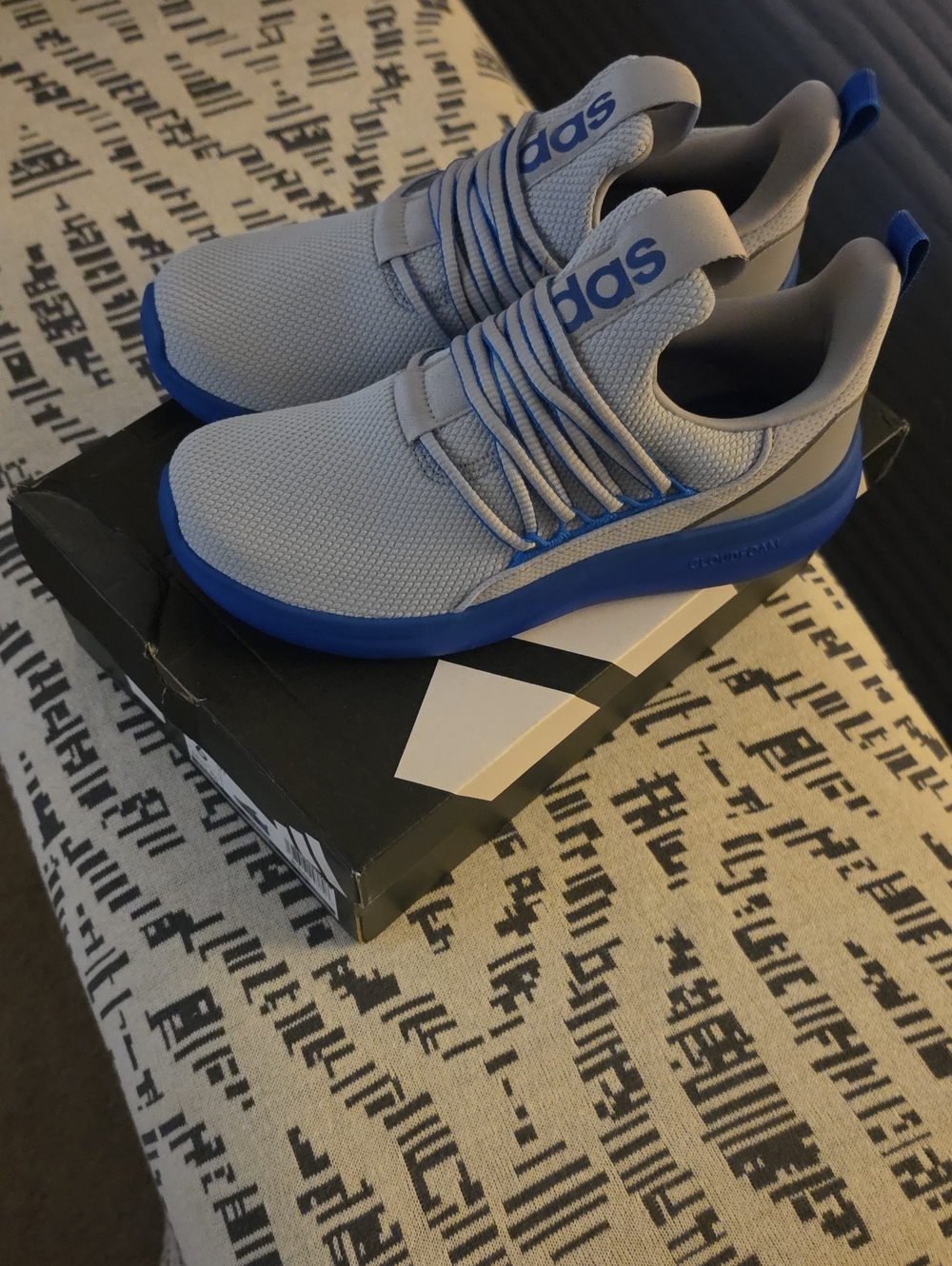 adidas Men’s Light Gray and Blue Casual Sneakers